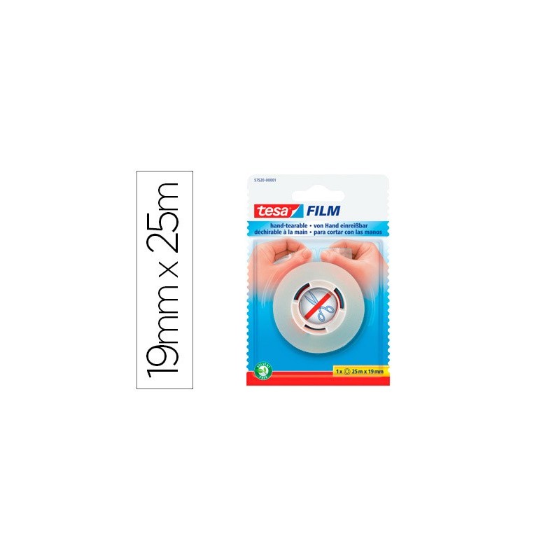 Cinta adhesiva tesafilm sin tijeras 25 mt x 19 mm