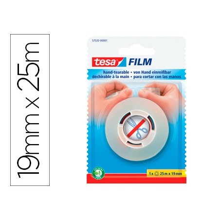 Cinta adhesiva tesafilm sin tijeras 25 mt x 19 mm