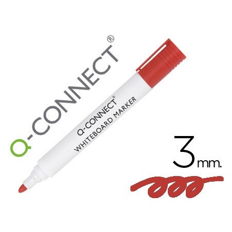 Rotulador q-connect pizarra blanca color rojo punta redonda 3 mm