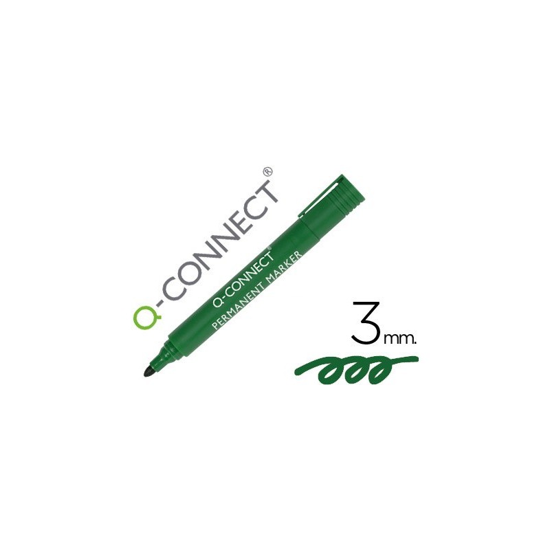 Rotulador q-connect marcador permanente verde punta redonda 3 mm