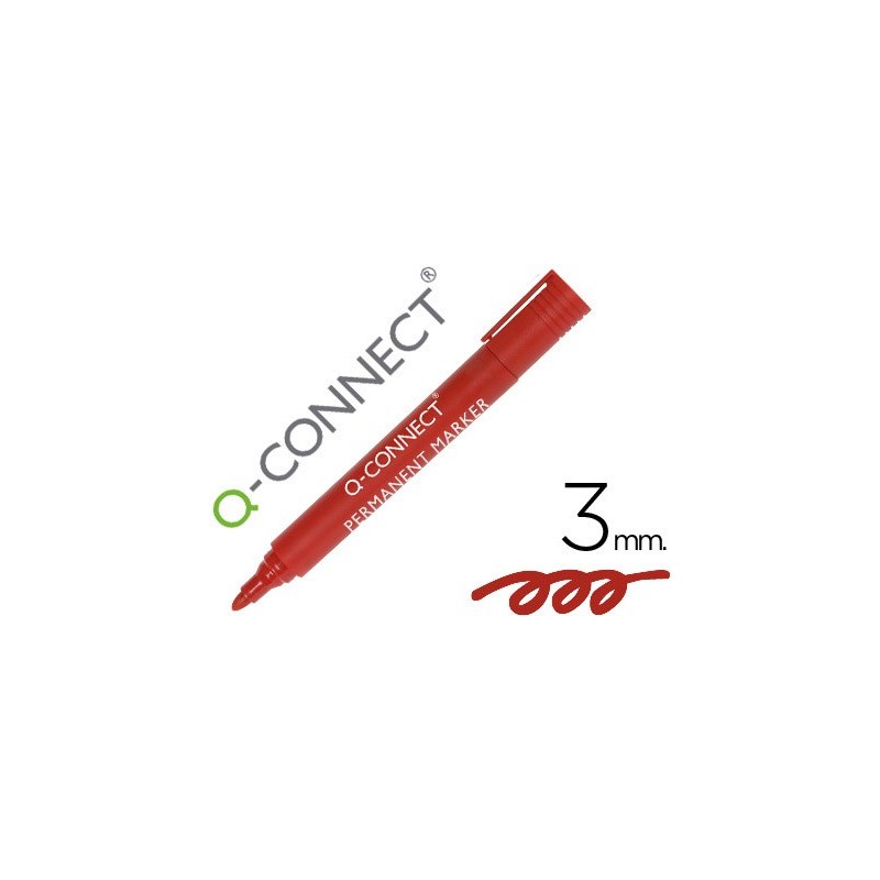 Rotulador q-connect marcador permanente rojo punta redonda 3 mm