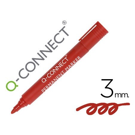 Rotulador q-connect marcador permanente rojo punta redonda 3 mm