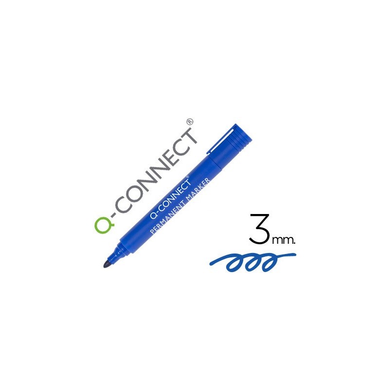 Rotulador q-connect marcador permanente azul punta redonda 3 mm