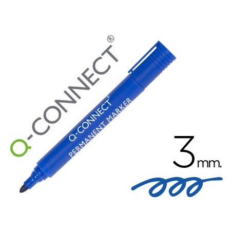 Rotulador q-connect marcador permanente azul punta redonda 3 mm