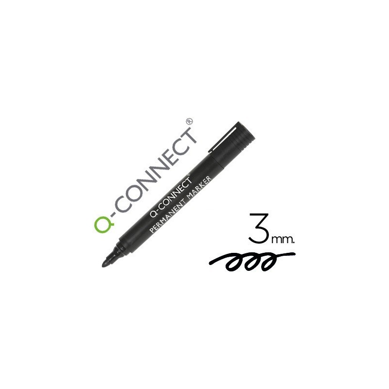 Rotulador q-connect marcador permanente negro punta redonda 3 mm