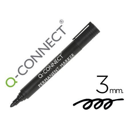 Rotulador q-connect marcador permanente negro punta redonda 3 mm