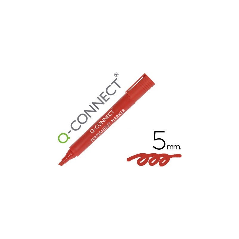 Rotulador q-connect marcador permanente rojo punta biselada 5 mm