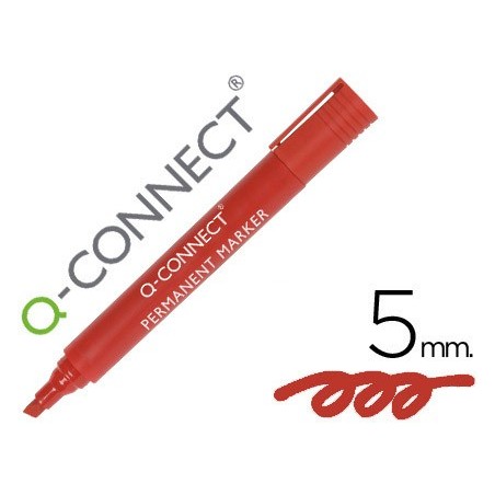 Rotulador q-connect marcador permanente rojo punta biselada 5 mm