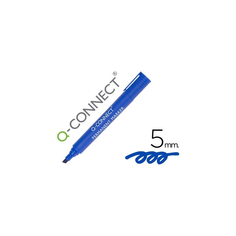 Rotulador q-connect marcador permanente azul punta biselada 5 mm Rotulador q-connect marcador permanente azul punta biselada 5 mm