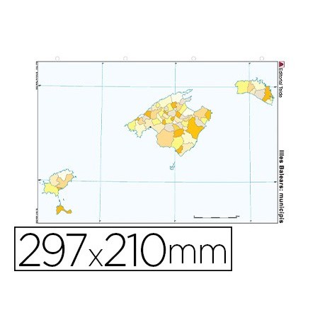 Mapa mudo color din a4 islas baleares politico