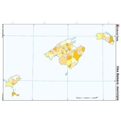 Mapa mudo color din a4 islas baleares politico