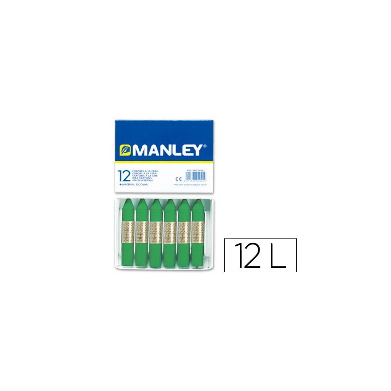 Lapices cera manley unicolor verde primavera n.25 caja de 12 unidades
