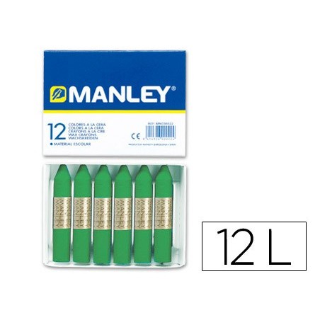 Lapices cera manley unicolor verde primavera n.25 caja de 12 unidades