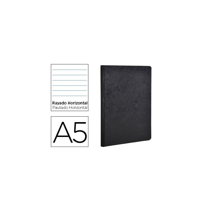 Libreta age-bag tapa cartulina lomo cosido rayado horizontal 96 hojas color negro 148x210 mm