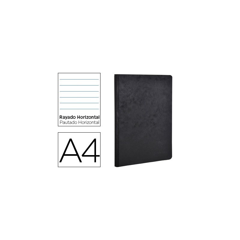 Libreta age-bag tapa cartulina lomo cosido rayado horizontal 96 hojas color negro 210x297 mm