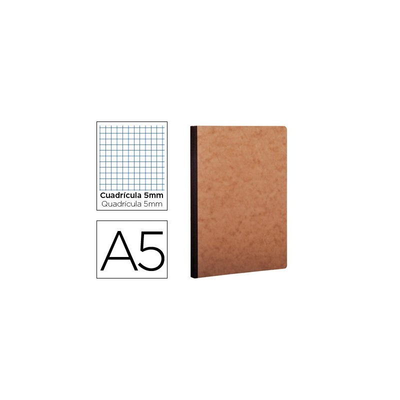Libreta age-bag tapa cartulina lomo cosido cuadro 5 mm 96 hojas color havana 148x210 mm