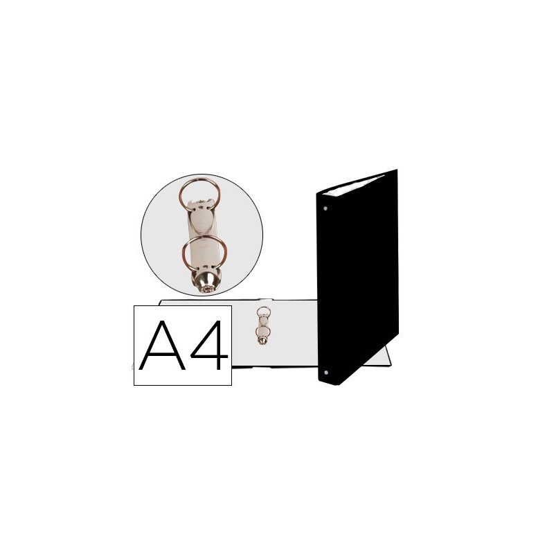 Carpeta de 2 anillas 30mm redondas exacompta din a4 carton forrado negro