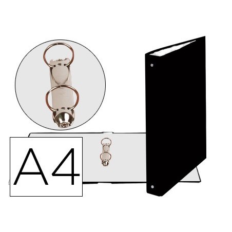 Carpeta de 2 anillas 30mm redondas exacompta din a4 carton forrado negro