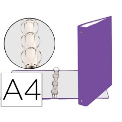 Carpeta de 4 anillas 30mm redondas exacompta din a4 carton forrado morado