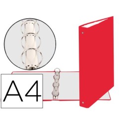 Carpeta de 4 anillas 30mm redondas exacompta din a4 carton forrado rojo