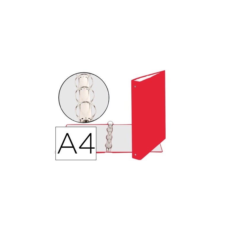 Carpeta de 4 anillas 30mm redondas exacompta din a4 carton forrado rojo