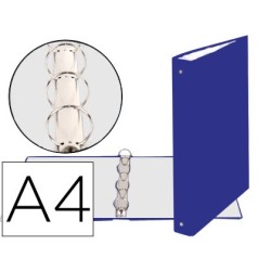 Carpeta de 4 anillas 30mm redondas exacompta din a4 carton forrado azul