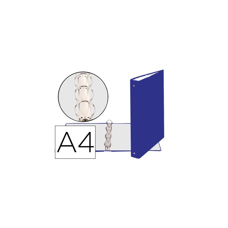 Carpeta de 4 anillas 30mm redondas exacompta din a4 carton forrado azul