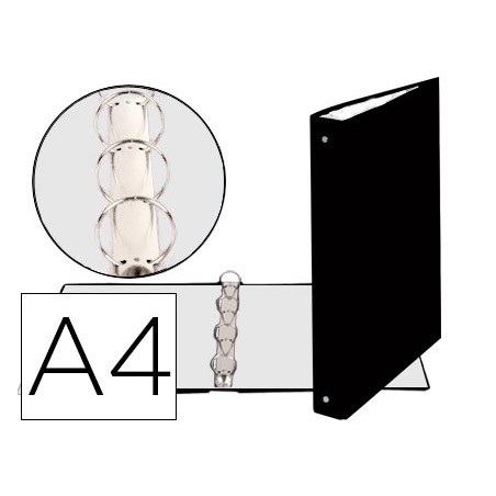 Carpeta de 4 anillas 30mm redondas exacompta din a4 carton forrado negra