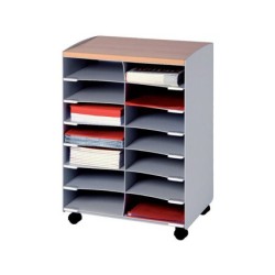 Modulo paperflow con 14 casillas y ruedas pivotantes color gris 720x514x330 mm