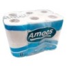 Papel higienico amoos 2 capas 100 mm diametro x 87 mm alto paquete de 12 rollos