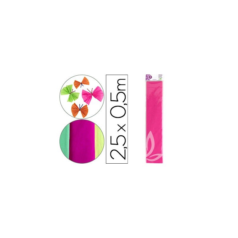 Papel crespon liderpapel 50 cm x 2,5 m 34g/m2 rosa fluorescente Papel crespon liderpapel 50 cm x 2,5 m 34g/m2 rosa fluorescente