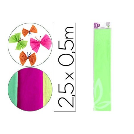 Papel crespon liderpapel 50 cm x 2,5 m 34g/m2 verde fluorescente