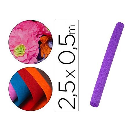 Papel crespon liderpapel rollo de 50 cm x 2,5 m 85g/m2 morado