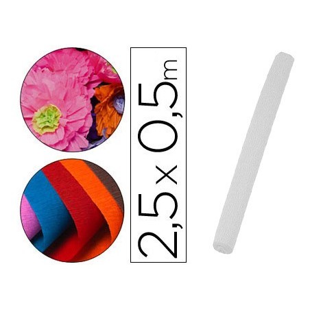 Papel crespon liderpapel rollo de 50 cm x 2,5 m 85g/m2 blanco