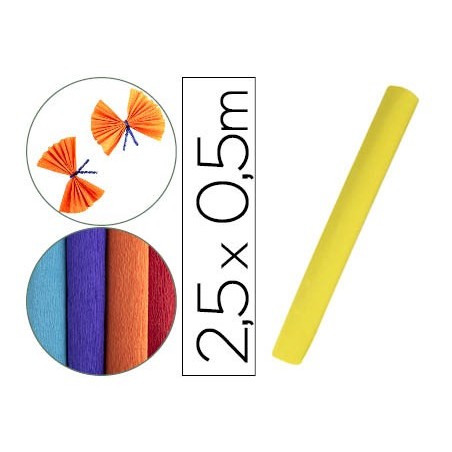Papel crespon liderpapel rollo de 50 cm x 2,5 m 85g/m2 amarillo