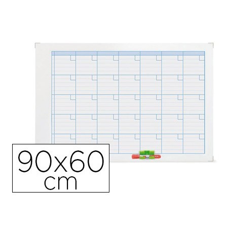 Planning magnetico nobo mensual rotulable marco metalico 90x60 cm