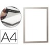 Marco porta anuncios durable magnetico din a4 dorso adhesivo removible color plata pack de 2 unidades