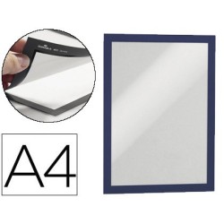 Marco porta anuncios durable magnetico din a4 dorso adhesivo removible color azul pack de 2 unidades