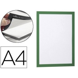 Marco porta anuncios durable magnetico din a4 dorso adhesivo removible color verde pack de 2 unidades