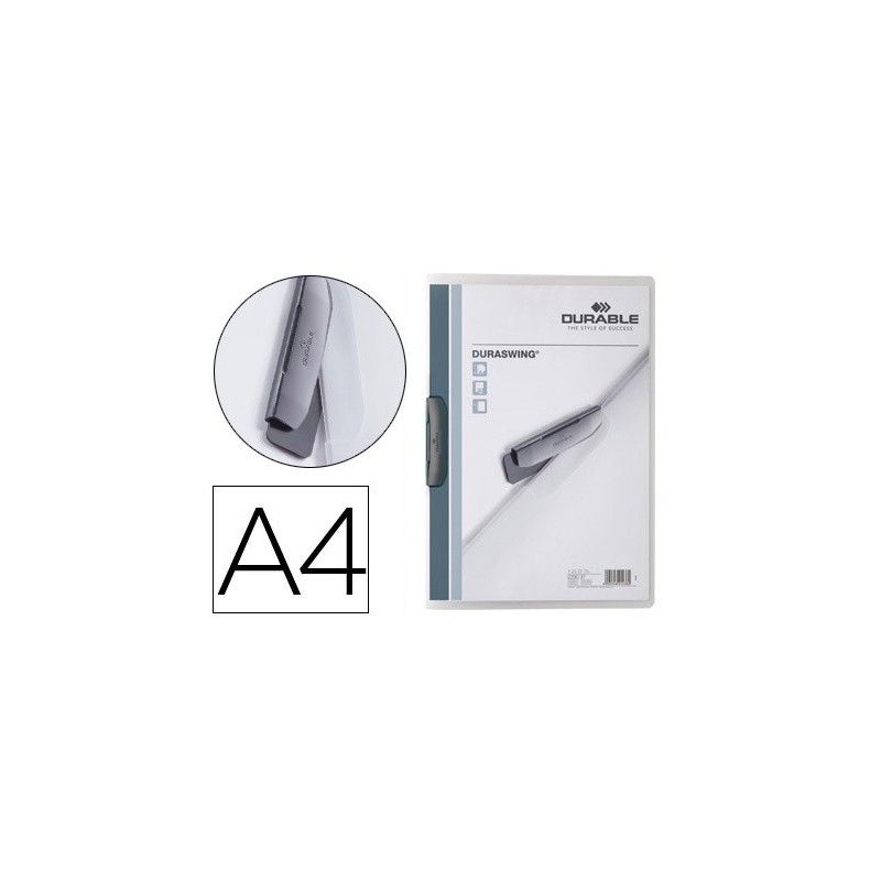 Carpeta durable duraswing dossier pinza lateral giratoria polipropileno din a4 grafito 30 hojas