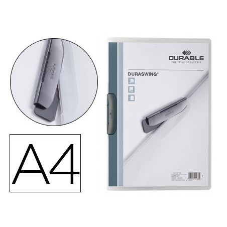 Carpeta durable duraswing dossier pinza lateral giratoria polipropileno din a4 grafito 30 hojas