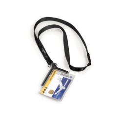 Identificador con cordon plano durable acrilico diagonal 54x85mm