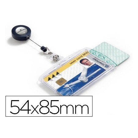 Identificador con cordon extensible durable doble uso vertical/horizontal 54x85 mm