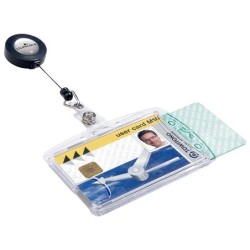 Identificador con cordon extensible durable doble uso vertical/horizontal 54x85 mm