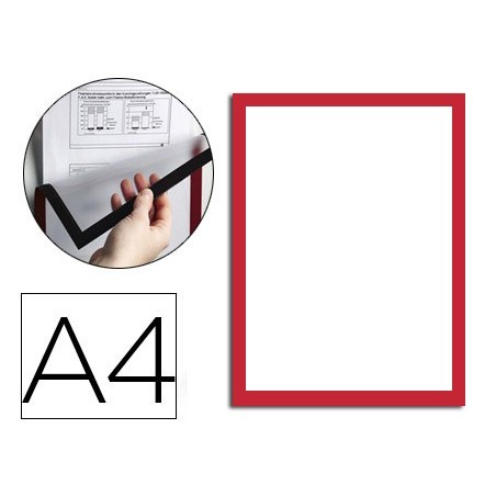 Marco porta anuncios durable magnetico din a4 dorso adhesivo removible para informacion de seguridad pack 5 unidades