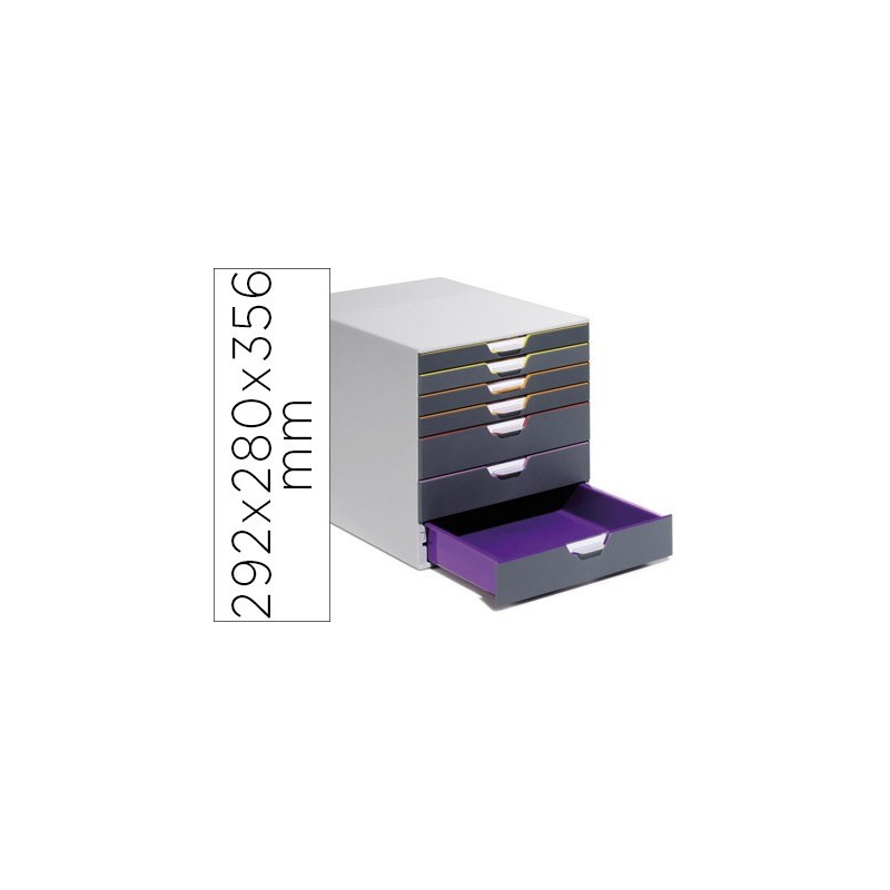 Fichero cajones de sobremesa durable varicolor apilables 7 cajones plastico 292x280x356 mm Fichero cajones de sobremesa durable varicolor apilables 7 cajones plastico 292x280x356 mm