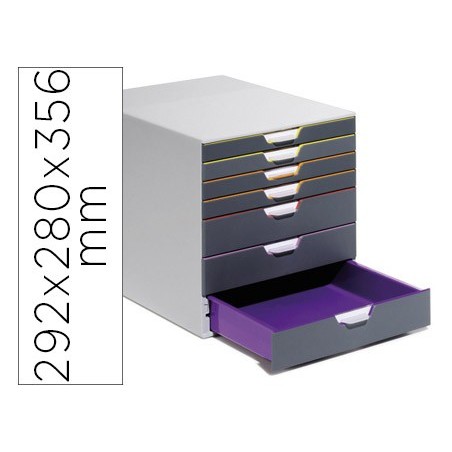 Fichero cajones de sobremesa durable varicolor apilables 7 cajones plastico 292x280x356 mm