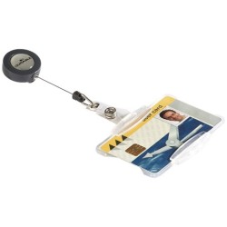 Identificador con cordon extensible durable uso vertical/horizontal 54x85 mm