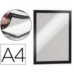 Marco porta anuncios durable magnetico din a4 dorso adhesivo removible color negro pack de 2 unidades