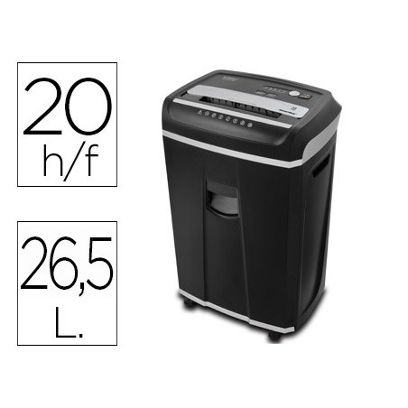Destructora de documentos q-connect antiatascos seguridad 4p capacidad de corte 20h clips grapas tarjetas y cd 26l